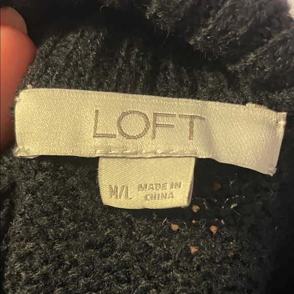 Loft Black Chunky Knit Cowl Neck Poncho Sweater size M/L - Picture 4 of 14